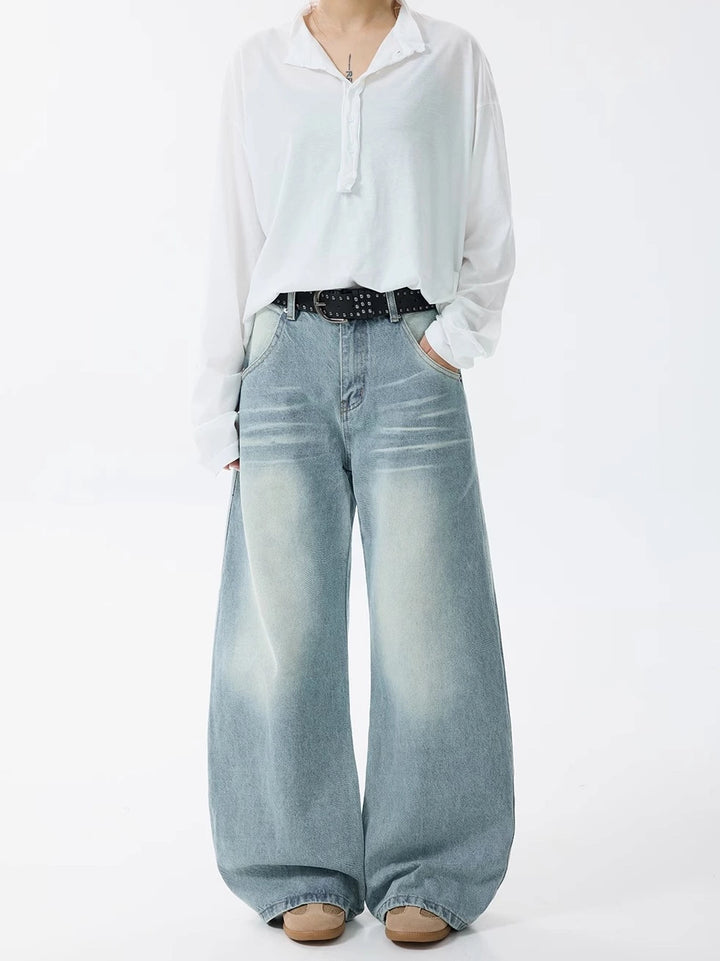 Retro gewaschene weite lockere Jeanshose 