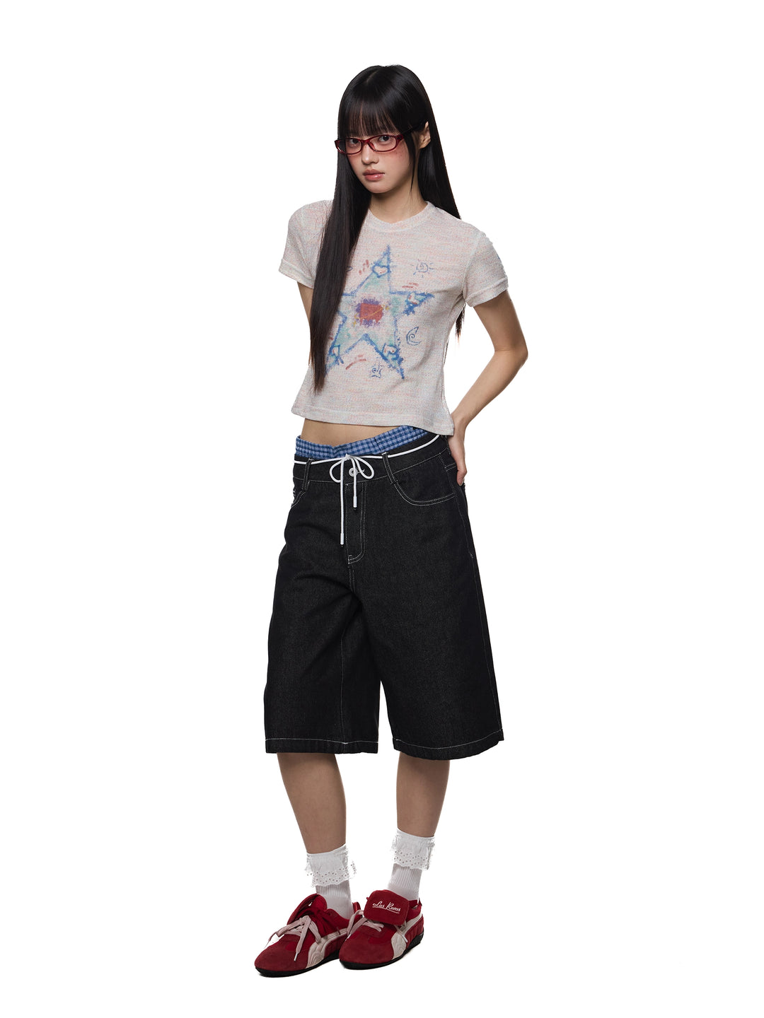 Star Print Round Neck Slim Fit T-shirt