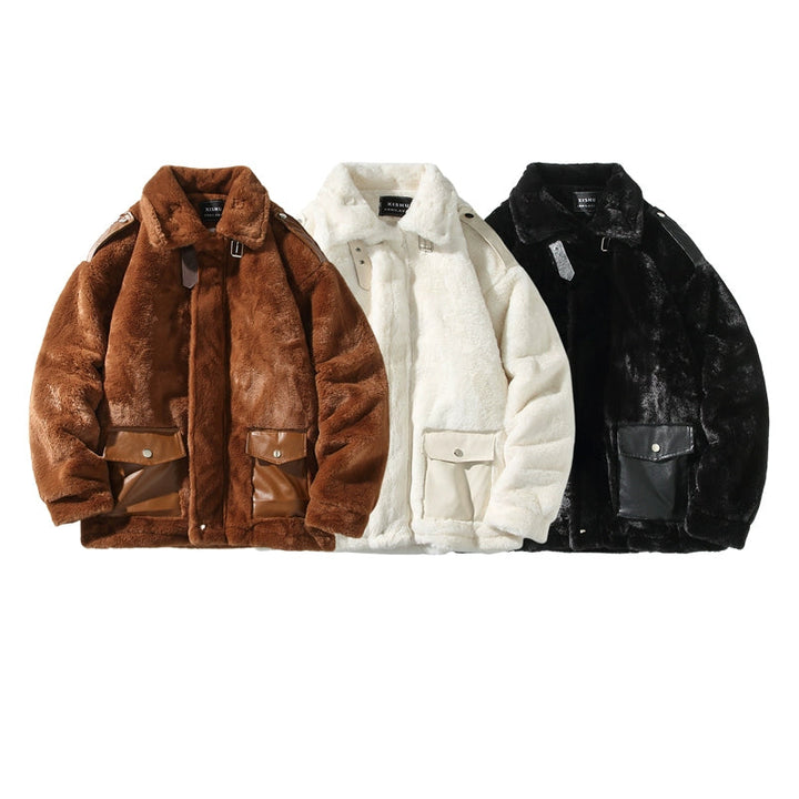 Imitation Fur Patchwork Cotton Jacket