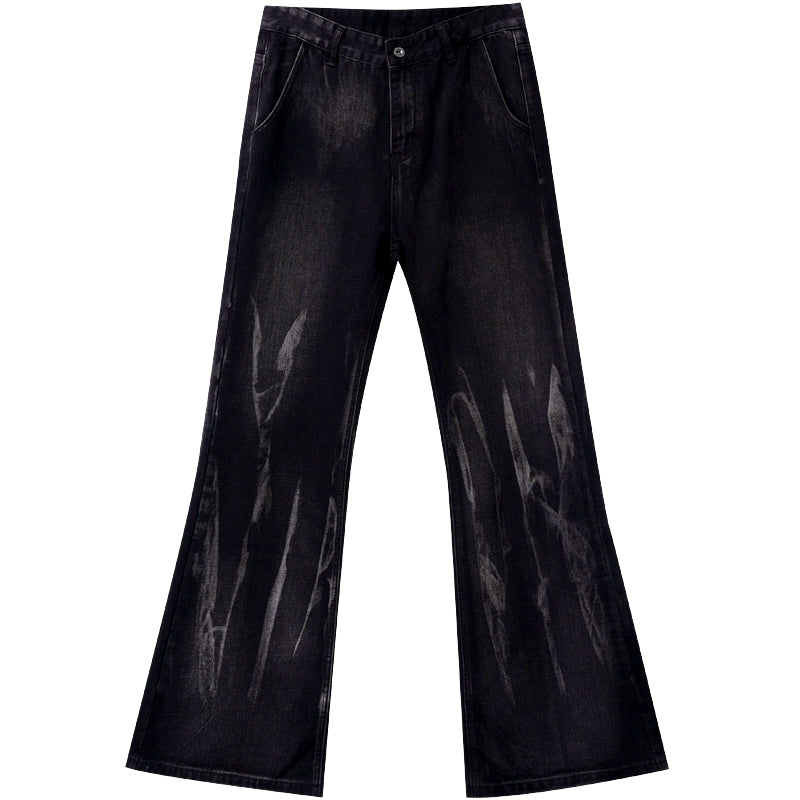 Flared Washed Gradient Retro Jeans Pants