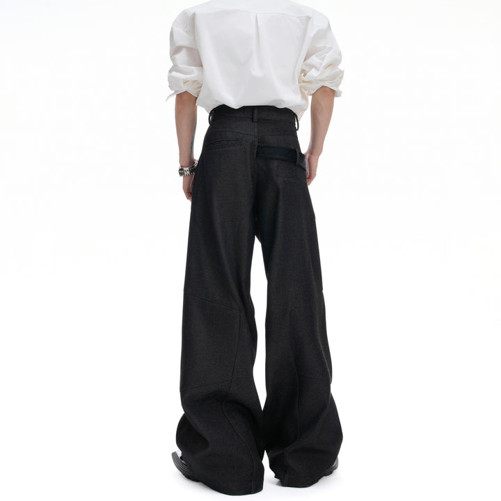 Pantalons droits amples en patchwork de crocodile 