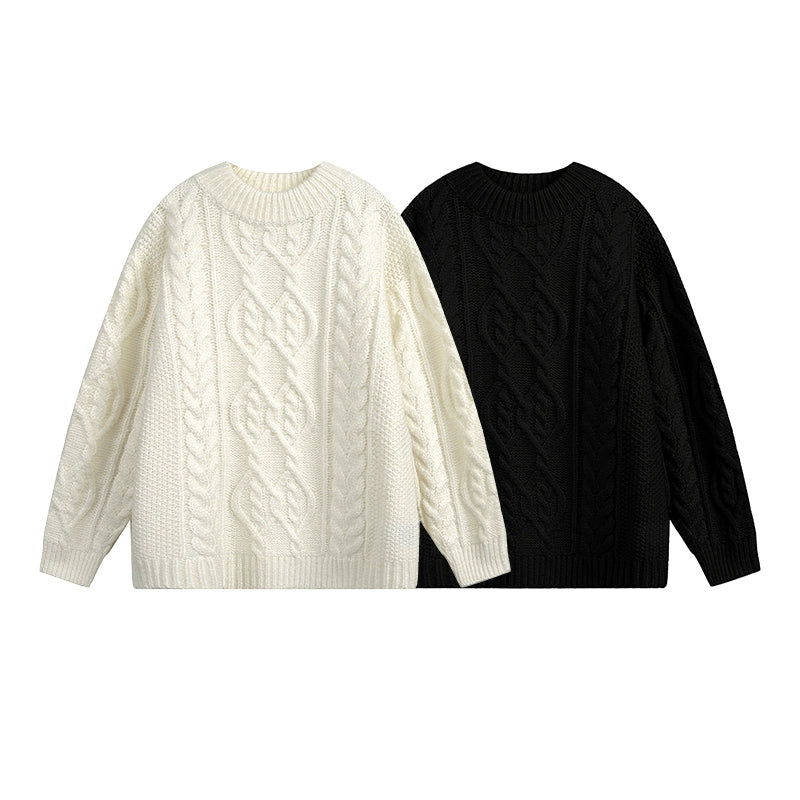 Cable Knit Mohair Loose Fit Sweater