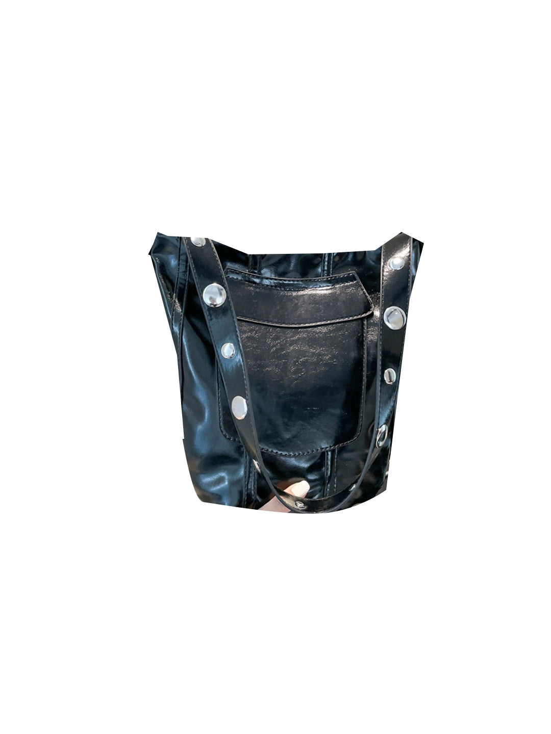 Black Shoulder Bucket Bag