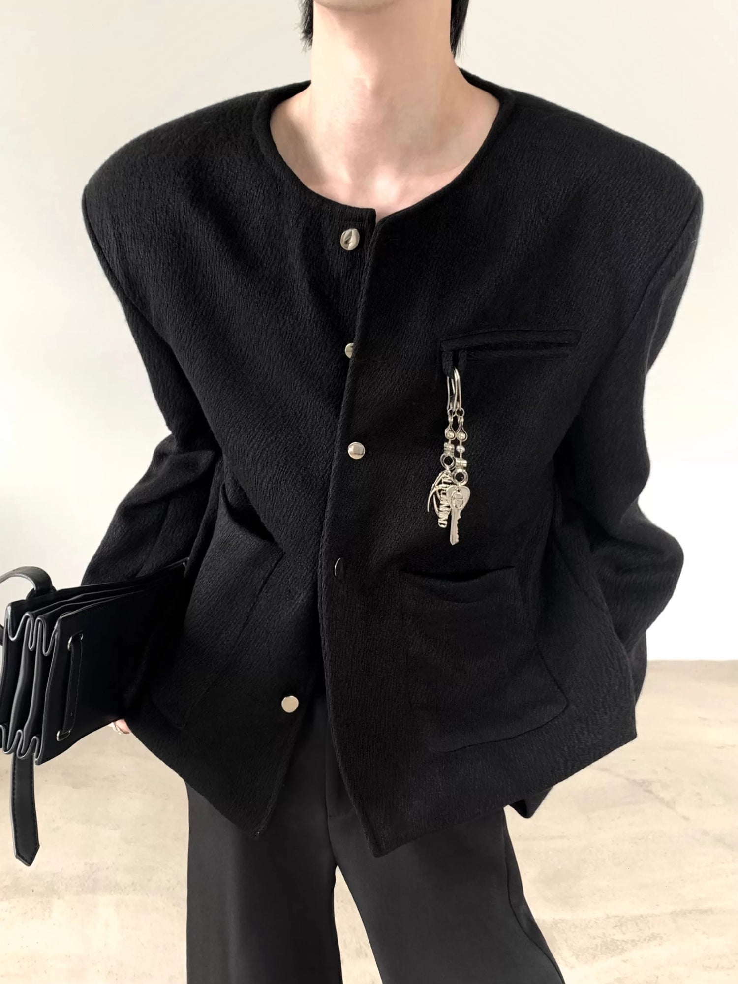 Padded Shoulder Wool Short Jacket