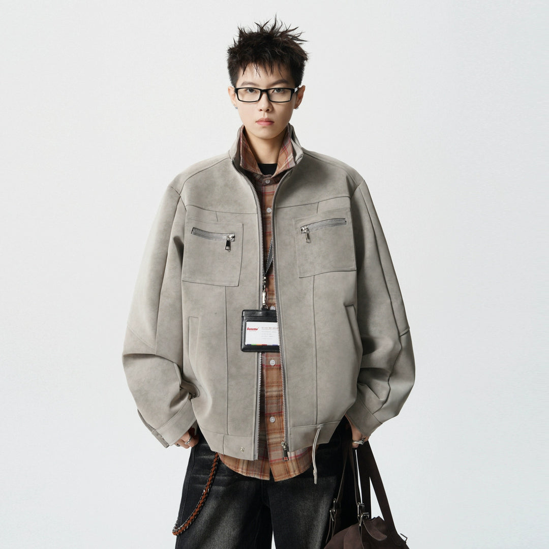 Matte Leather Workwear Motorcycle Jacket