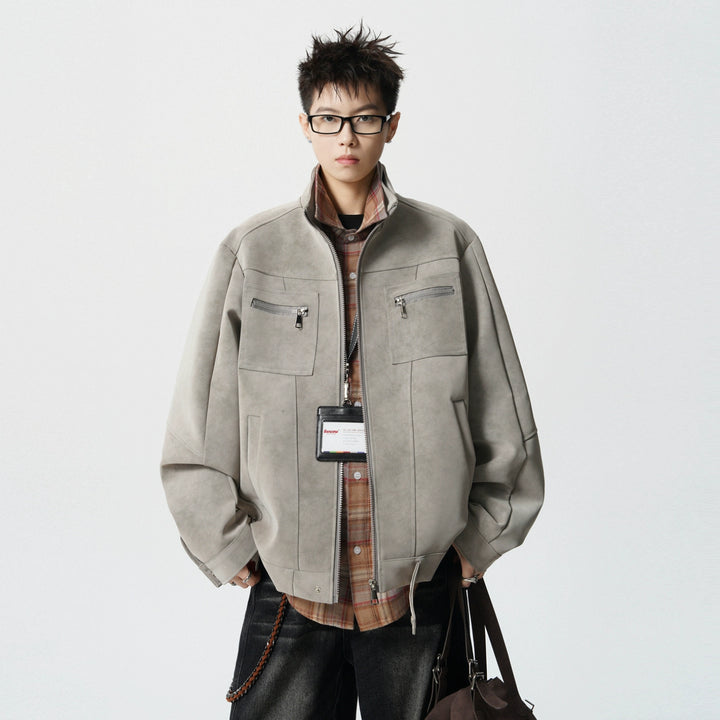 Matte Leather Workwear Motorcycle Jacket