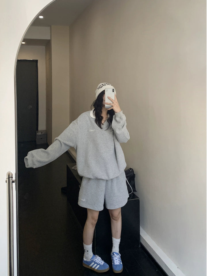 V-Neck Pullover and Shorts Set