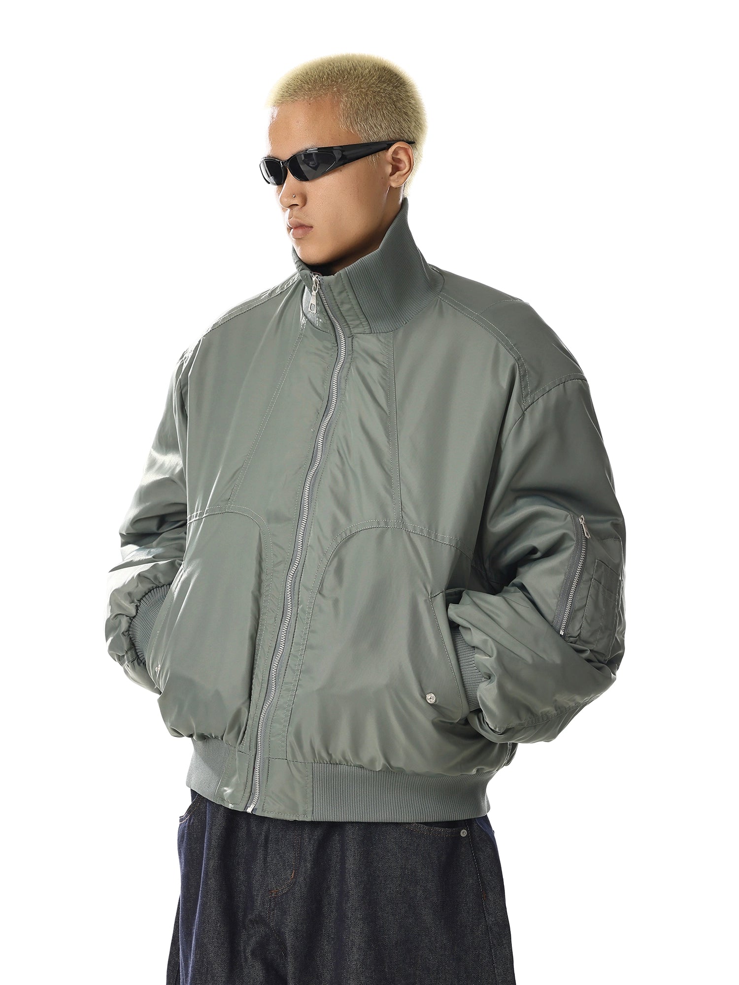Veste bomber rétro à col montant 