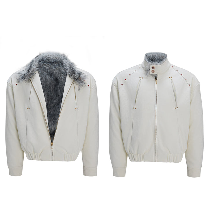 Fur Trim Leather Winter Coat