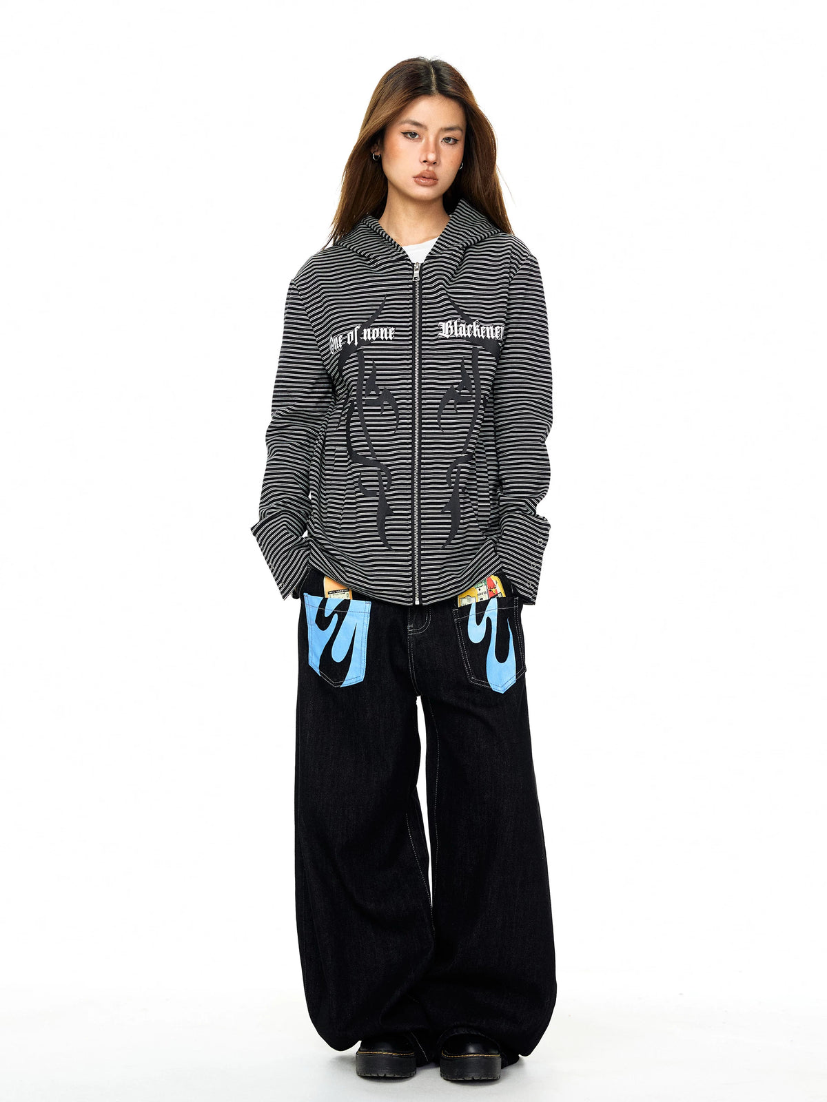 Striped Zip Up Hooded Sweatshirt 5