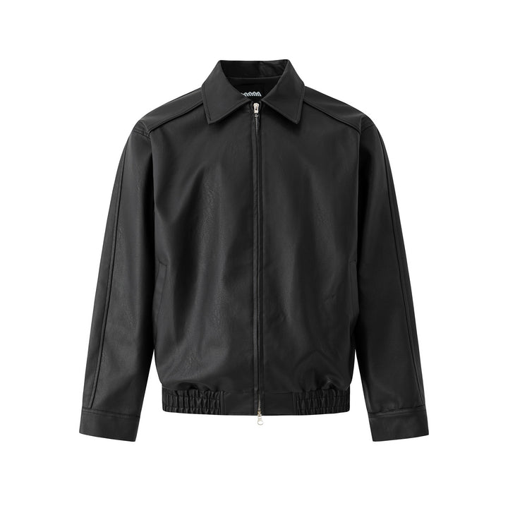 Retro volná krátká kožená bunda 