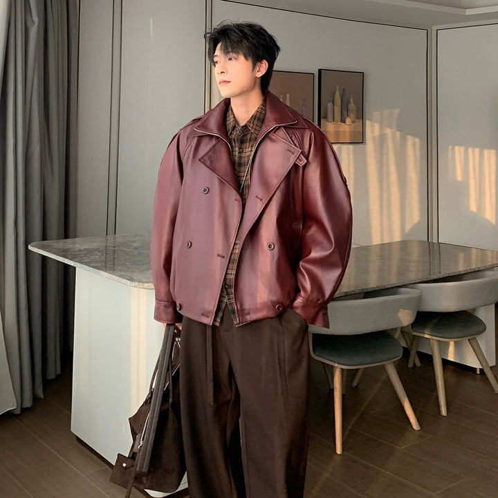 Pilot Style Double Breasted Leather Jacket