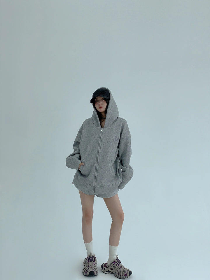 Zip Up Hooded Casual Jacket