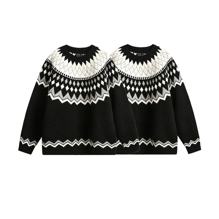 Fair Isle Jacquard Knit Crewneck Sweater