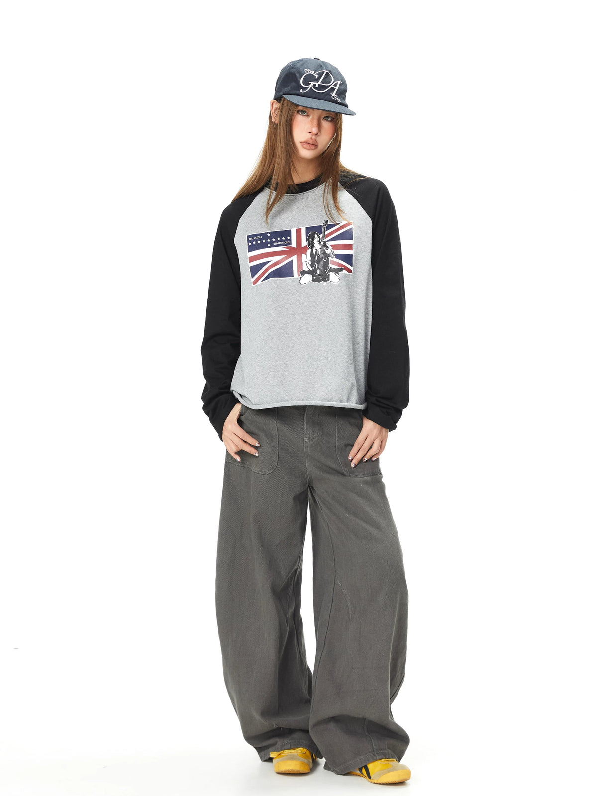 Graphic Raglan Flag Print Long Sleeve Top 4