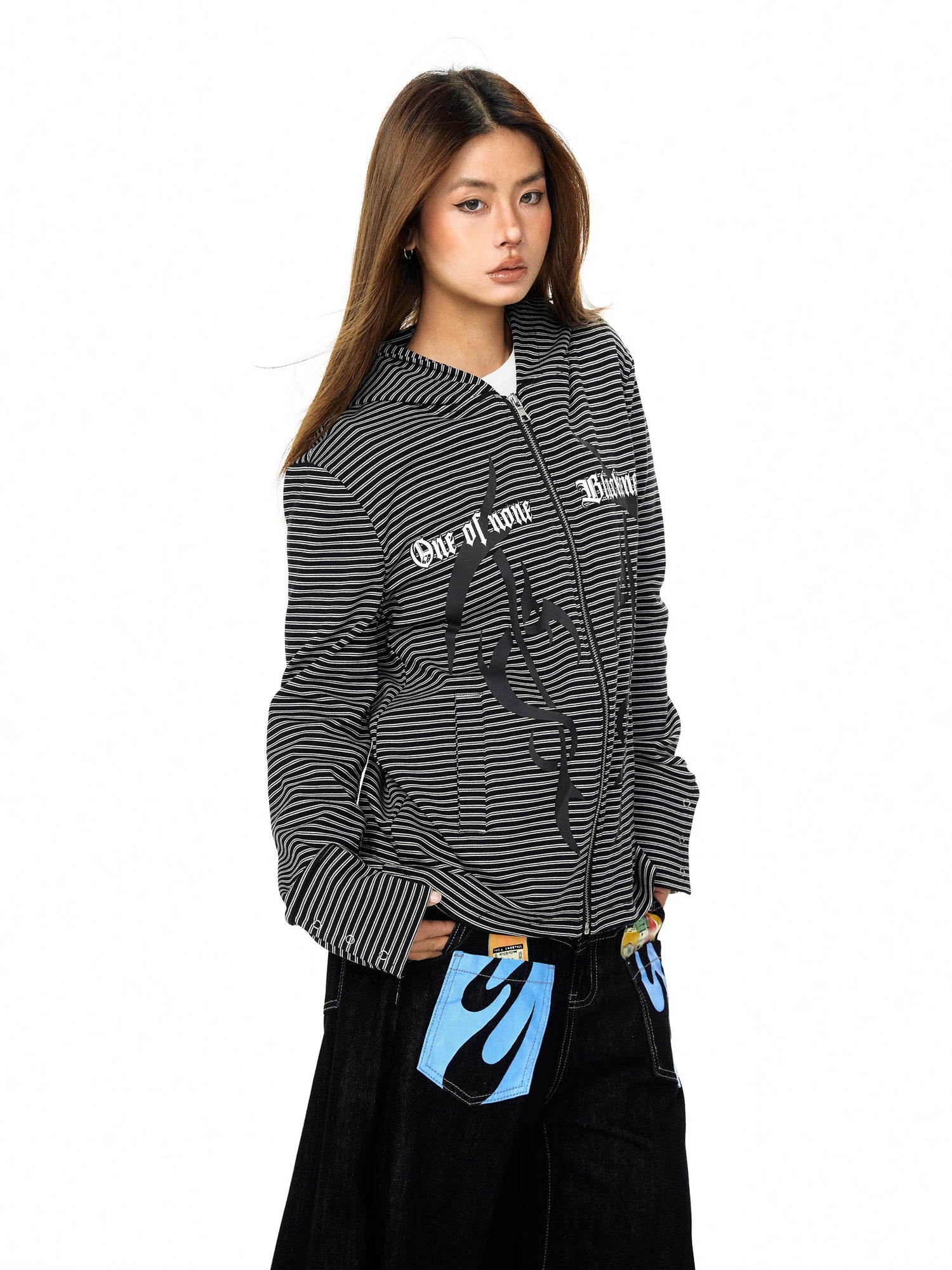 Striped Zip Up Hooded Sweatshirt 2
