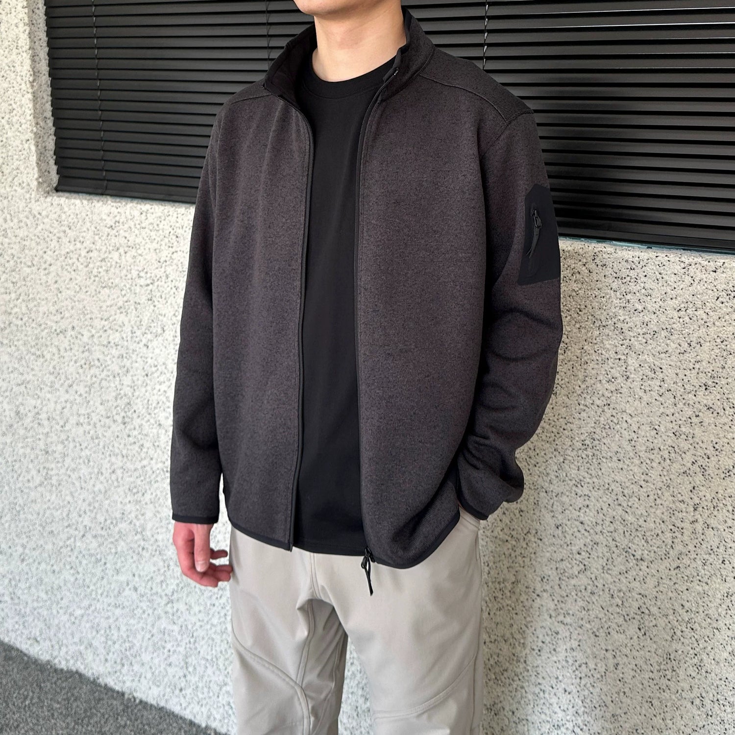 Zippered Stand Collar Fleece Jacket 2