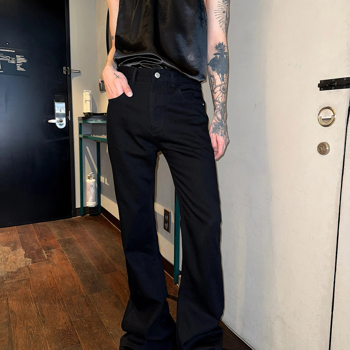 Flared High-Waisted Extra-Long Pants