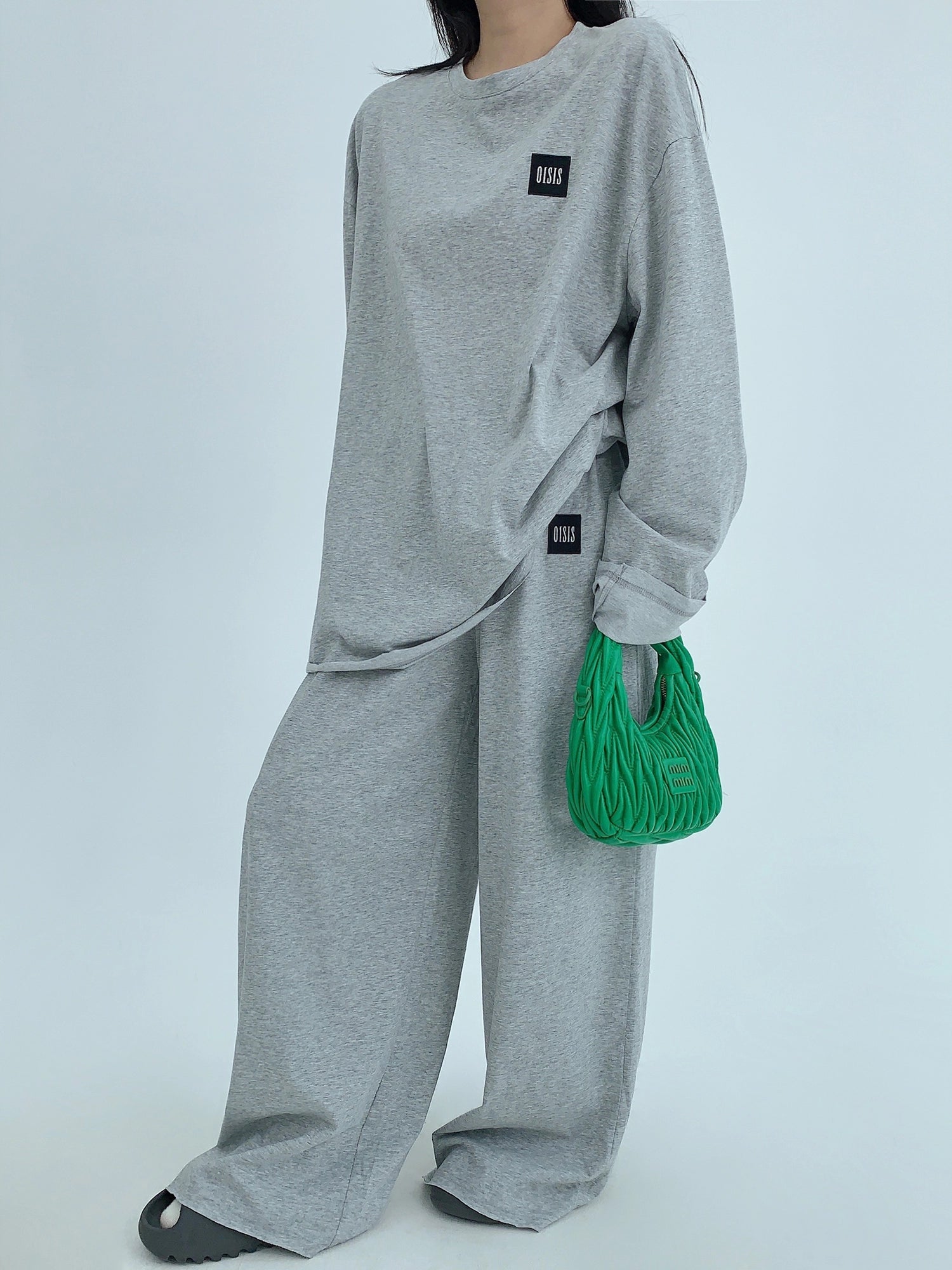 Pantaloni casual drappeggiati a gamba larga e dritta 