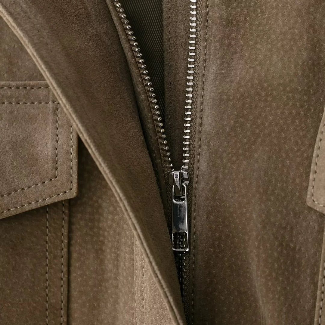 Suede Textured Leather Jacket