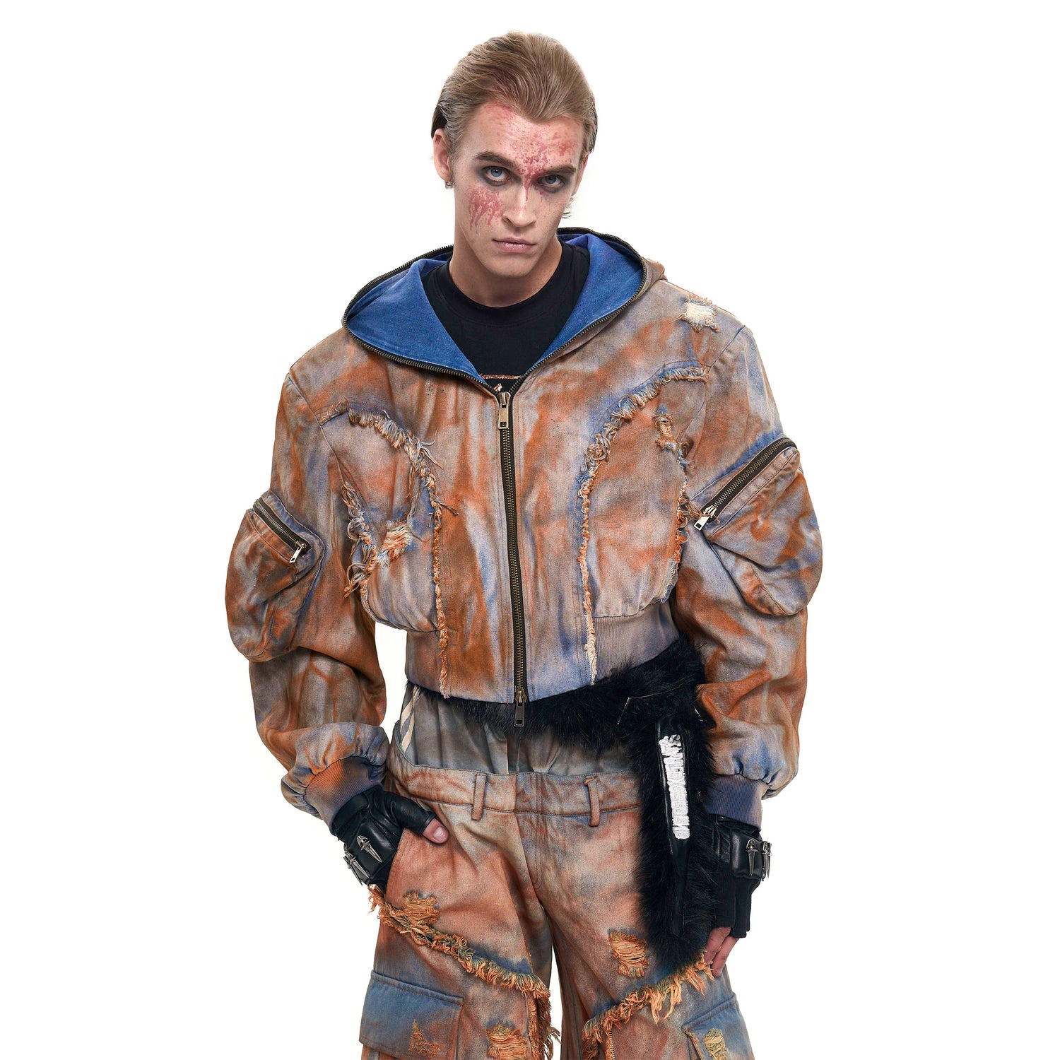 Mud Dyed Raw Edge Denim Suit