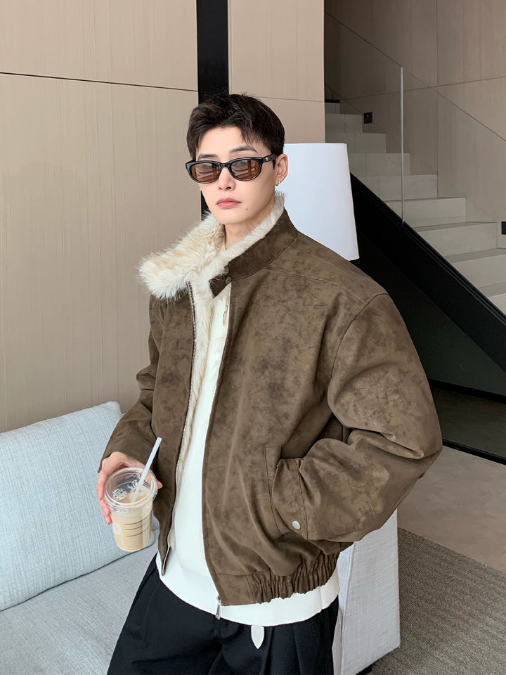 Chaqueta acolchada con cuello de forro de gamuza sintética 