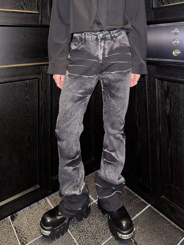 Distressed Flared Loose Jeans