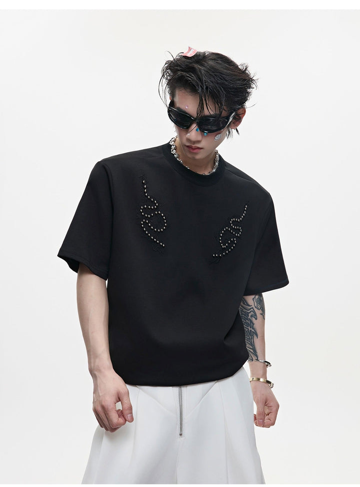 Metal Rivet Spine Slim Fit T-Shirt