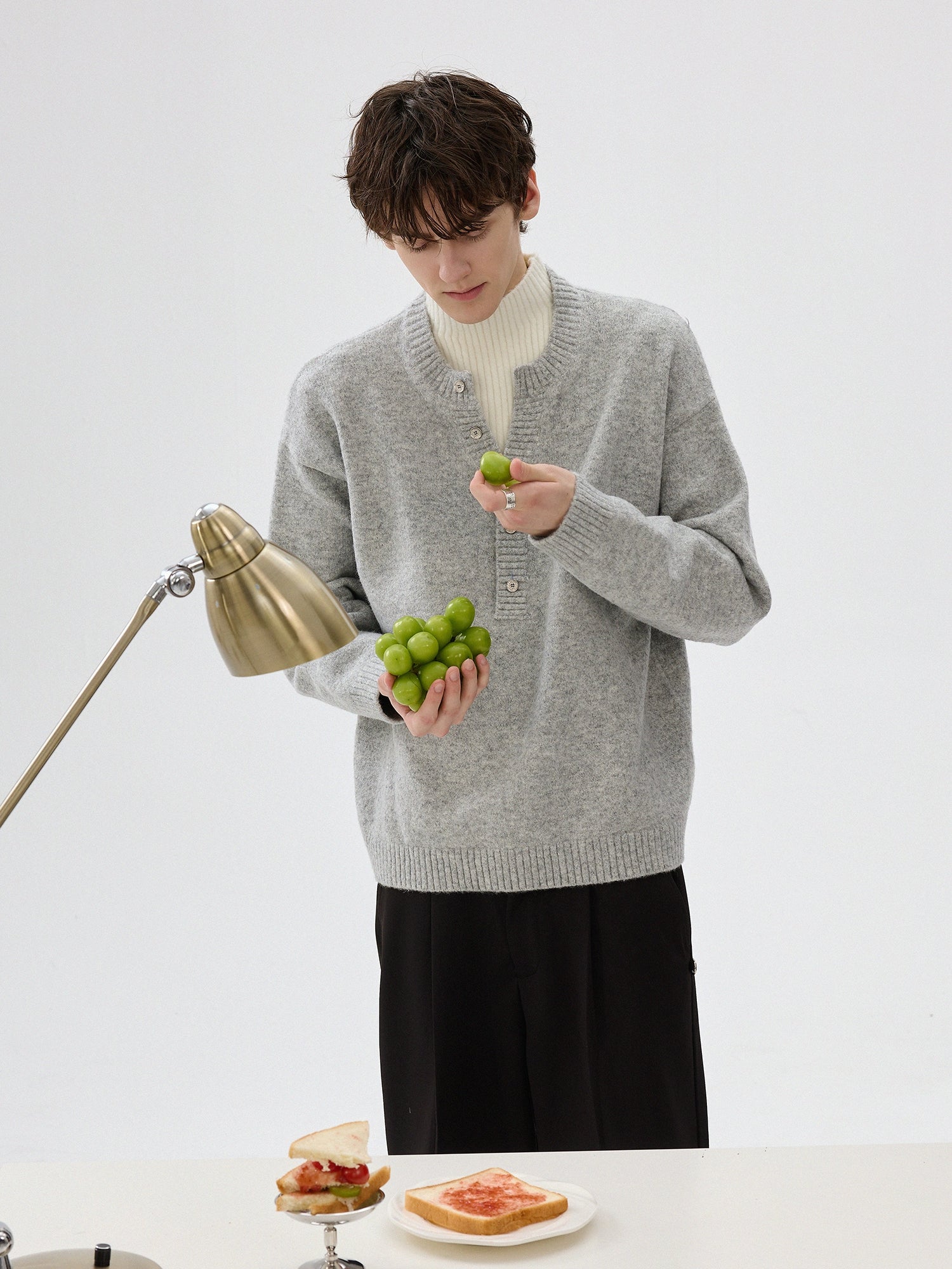 Faux pull Henley à col roulé en deux pièces 