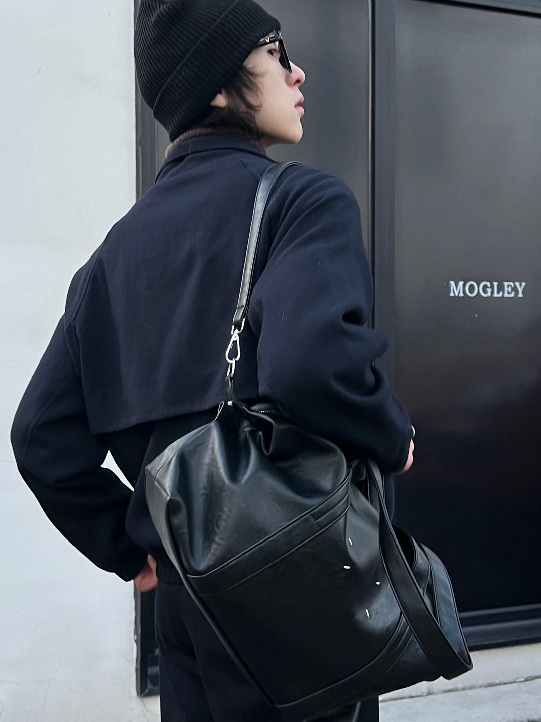 Oversized Leather Hobo Shoulder Bag