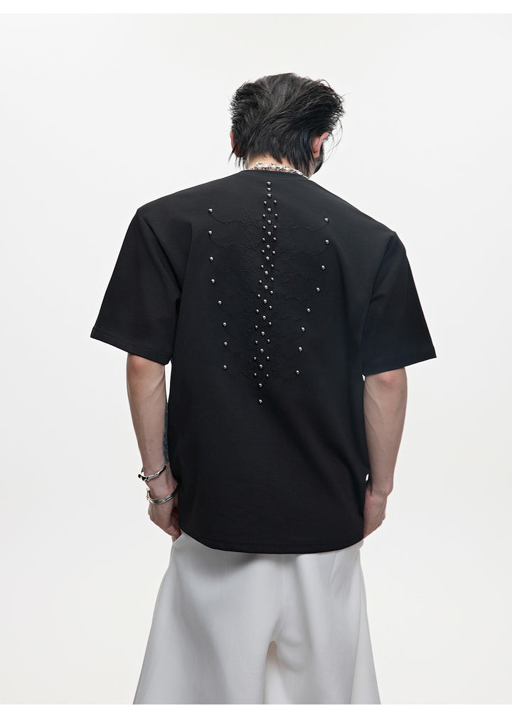 Metal Rivet Spine Slim Fit T-Shirt