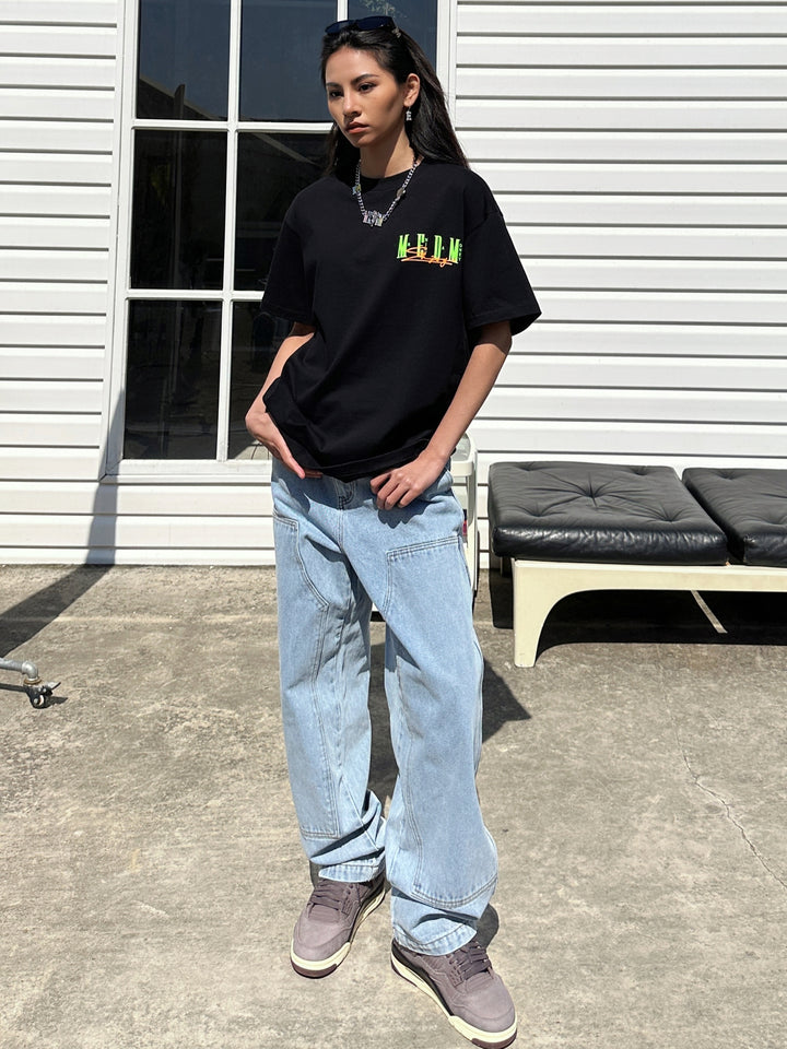 グラフィティレター印刷ショートスリーブTシャツ 