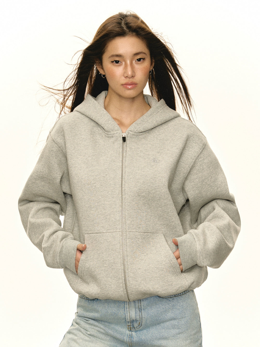 Loose Fit Zip Up hooded Jacket