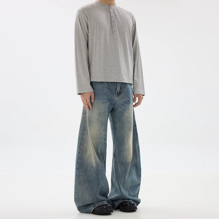 Slitte Vaskede Vide Leg Loose Jeans 