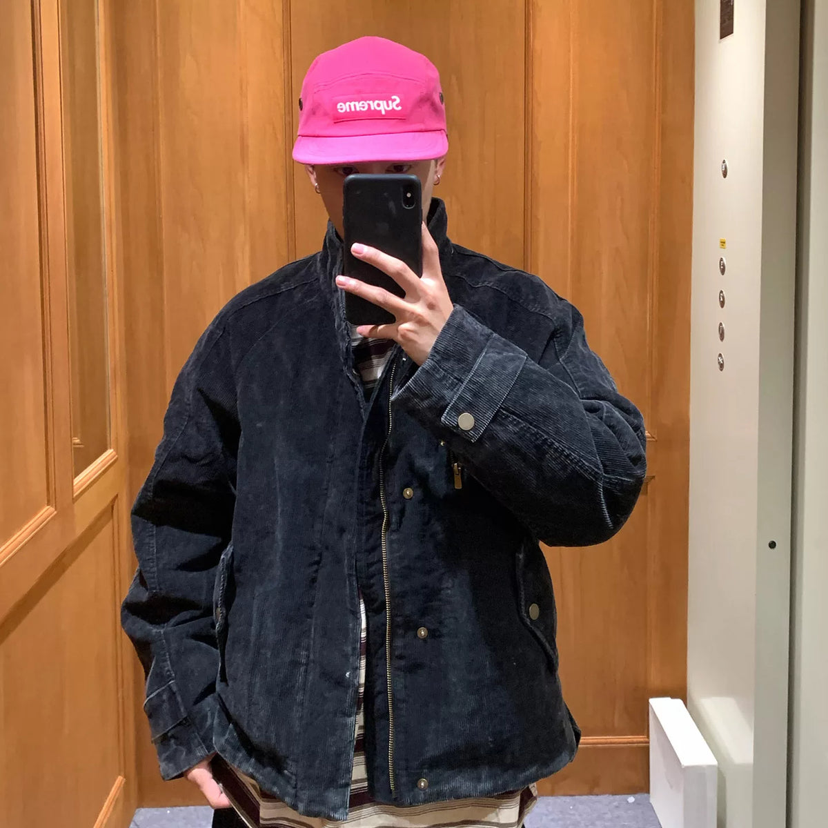 Retro Stand-Collar Corduroy Down Jacket 5