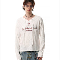 Letter Print Loose Fit Hooded T-Shirt