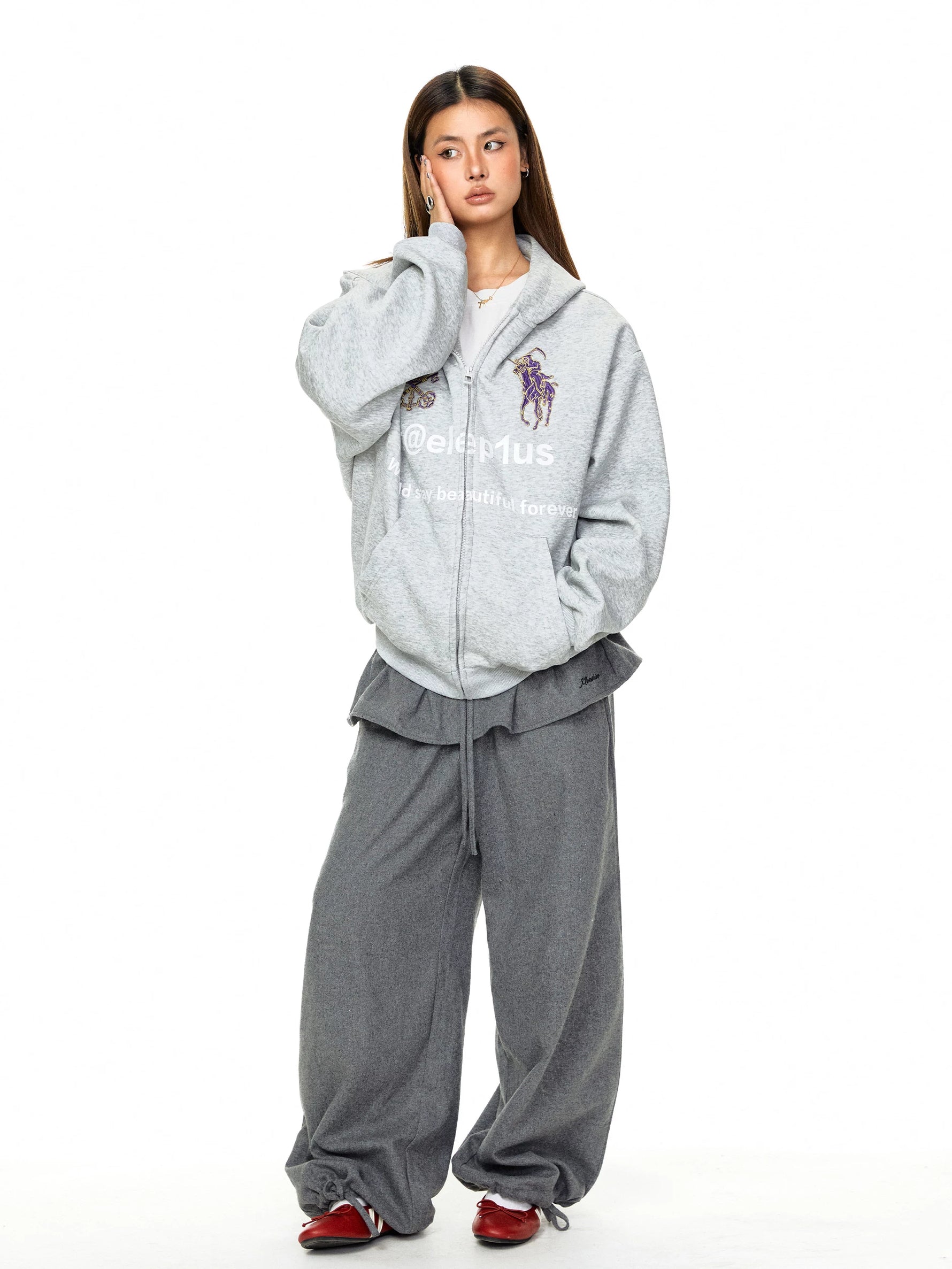 Retro War Horse Embroidered Zip Hoodie 4