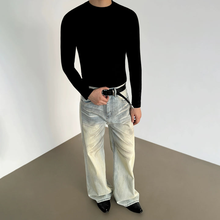 Distressed Flared Straight Leg Jeans