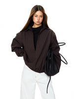 Striped V-Neck Faux Two-Piece Pullover 2