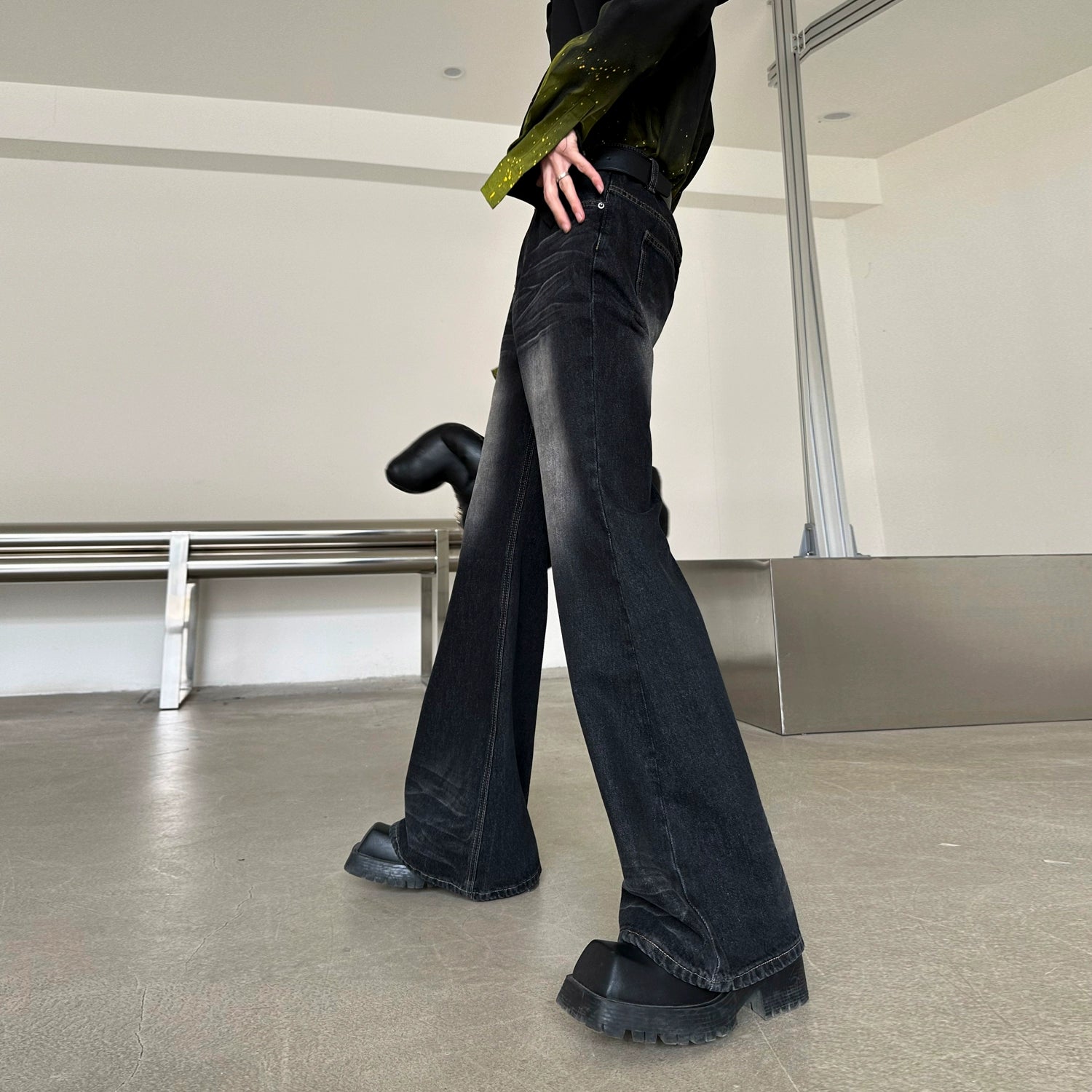 Flared Retro Washed High Street Pants