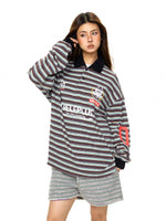 Striped Long Sleeve Polo Pullover Shirt 3