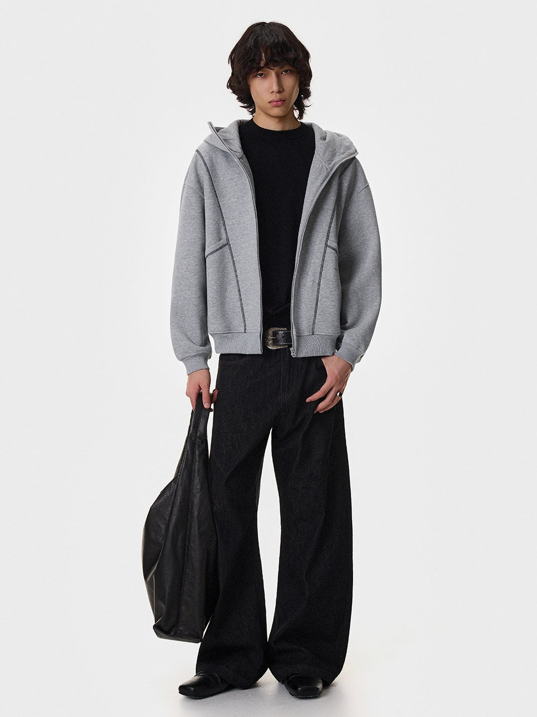 Retro Paneled Zip Cropped Hoodie