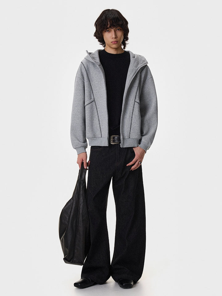 Retro Paneled Zip Cropped Hoodie
