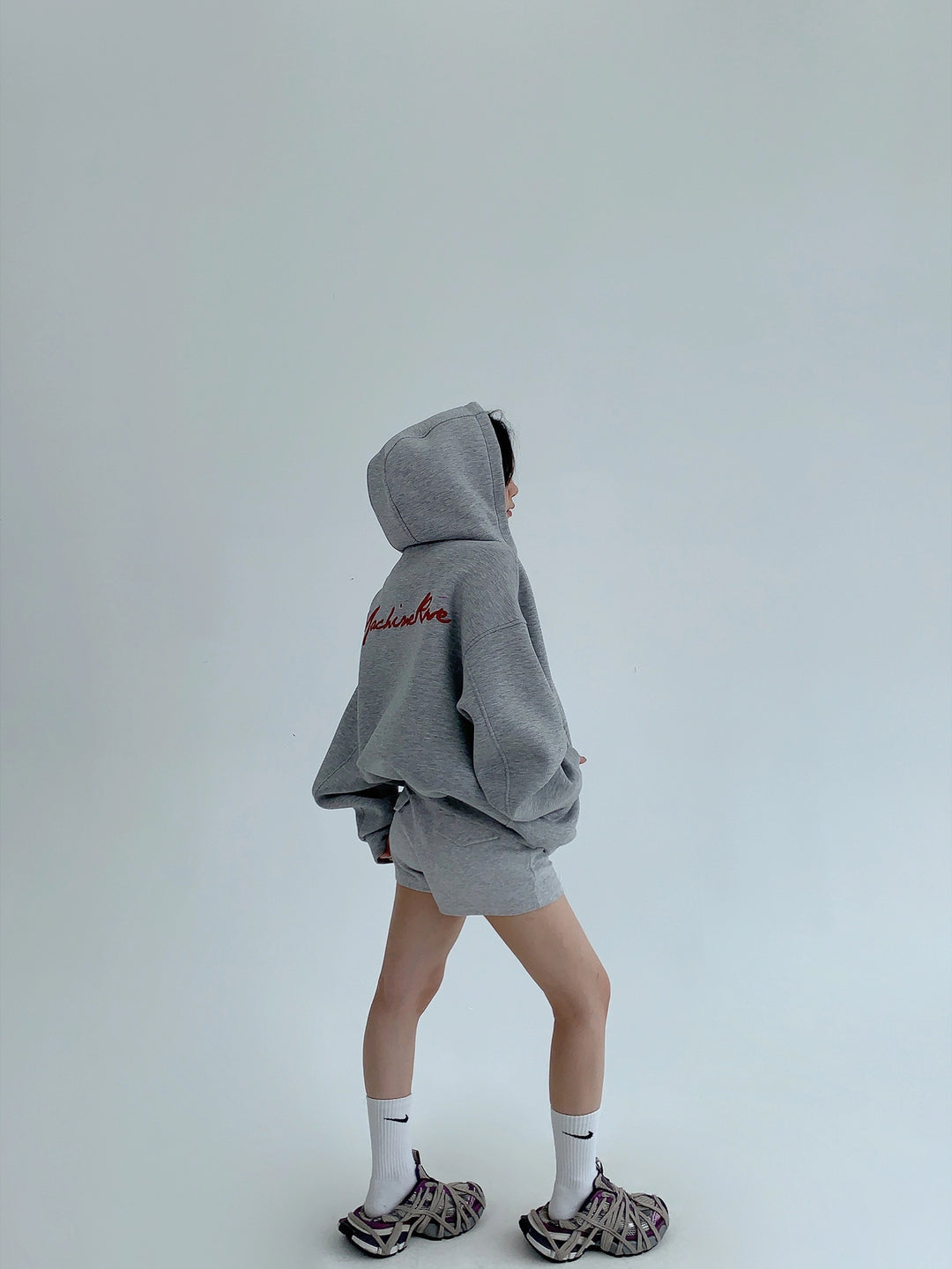 Embroidered Silhouette Hooded Jacket