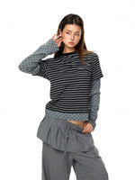 Striped and Polka Dot Layered Crewneck Top 2