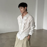 French Style Ruffle Front Long Sleeve Shirt
