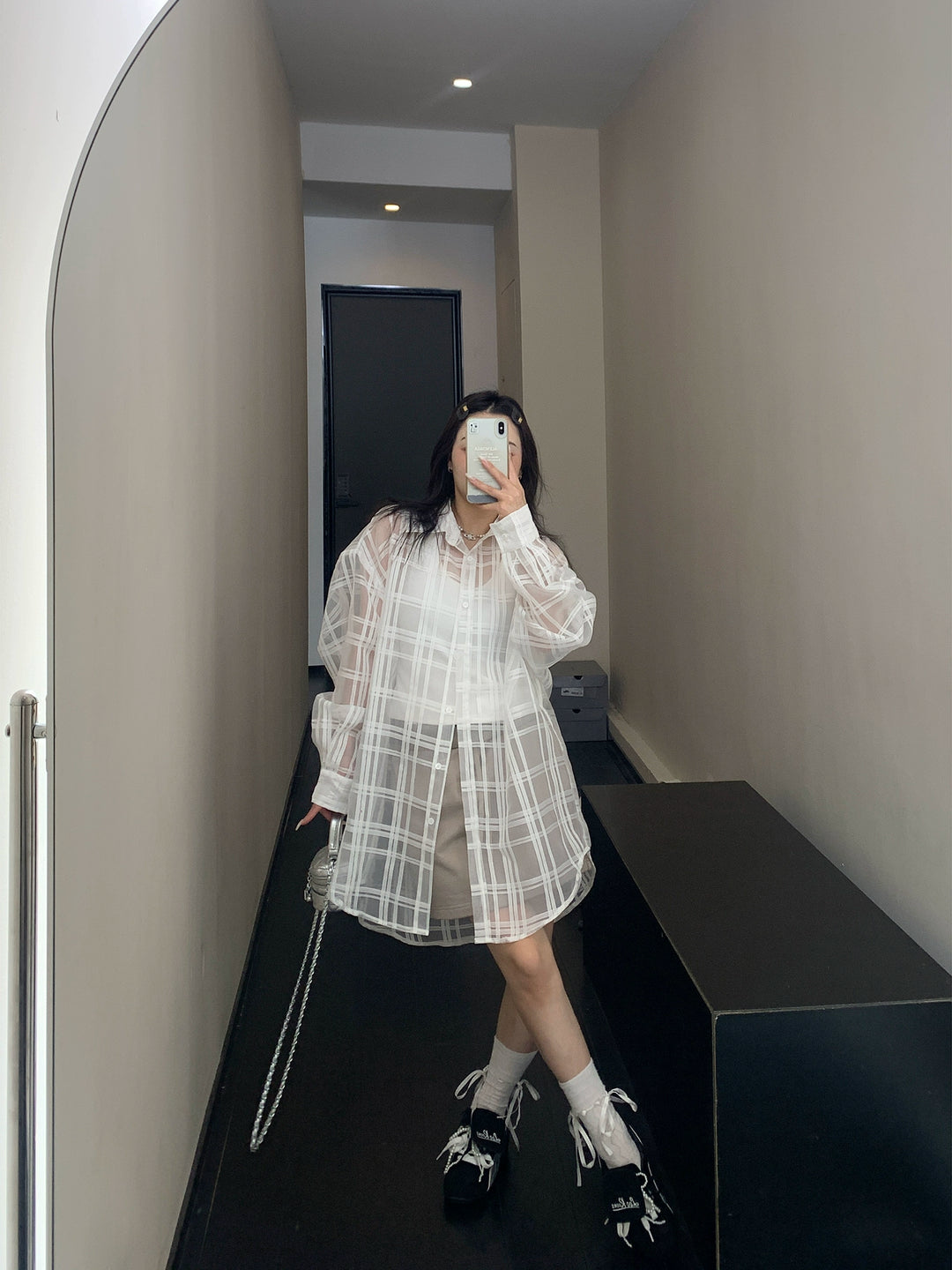 Mesh Loose Long-Sleeve Shirt