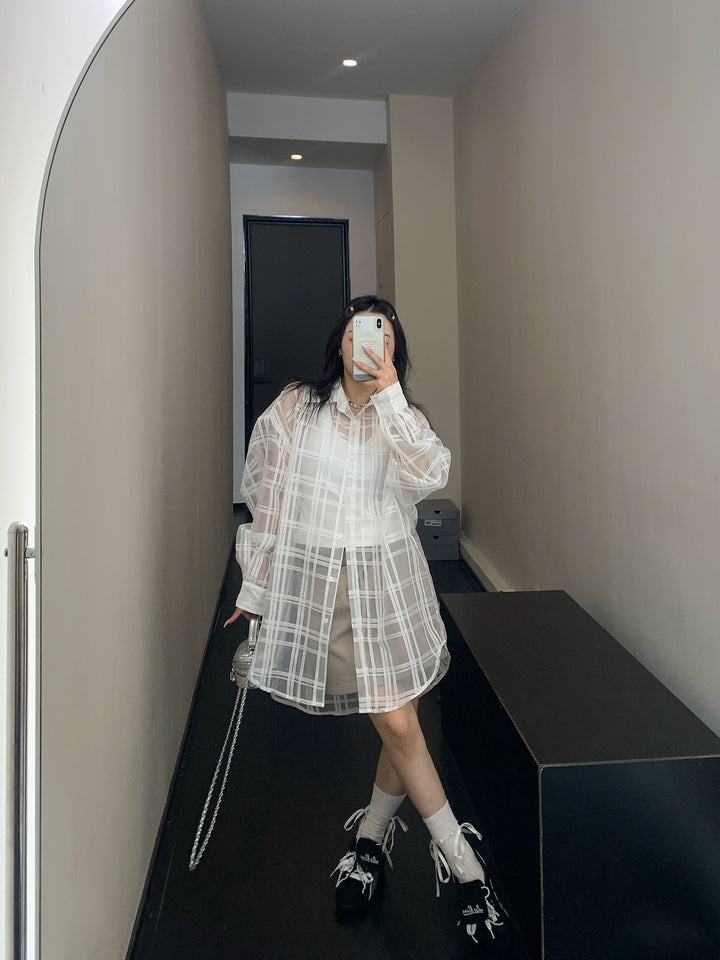 Mesh Loose Long-Sleeve Shirt