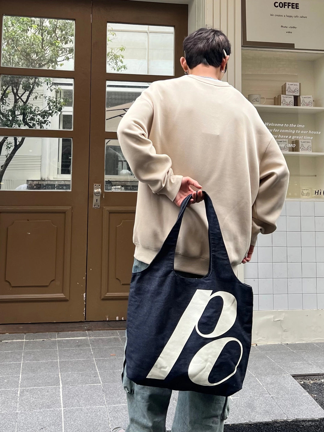 Retro Denim Tuval Büyük Omuz Çantası 