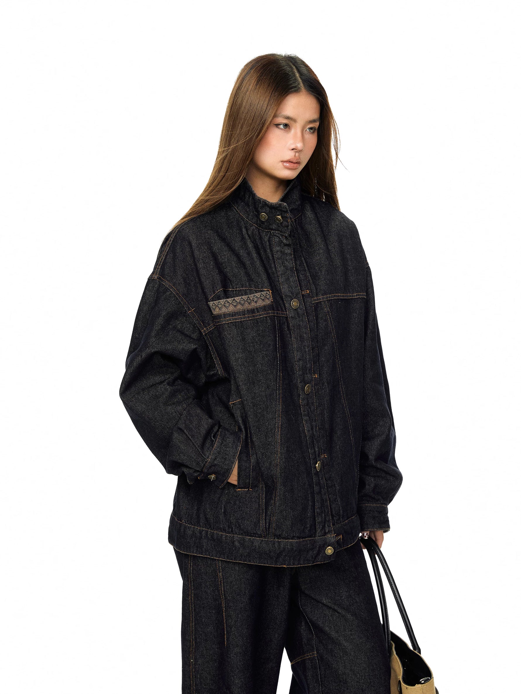 Patchwork Denim Workwear Jacket and Pants Set 3